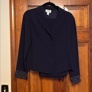 Talbots Rich Purple Pant Suit with beaded sleeves